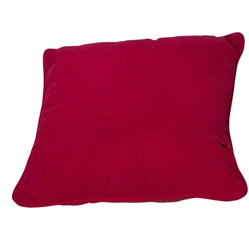 VINTAGE Needlepoint Throw Pillow Heavenly Angel Harp 14” x 10” Wool Red Velvet